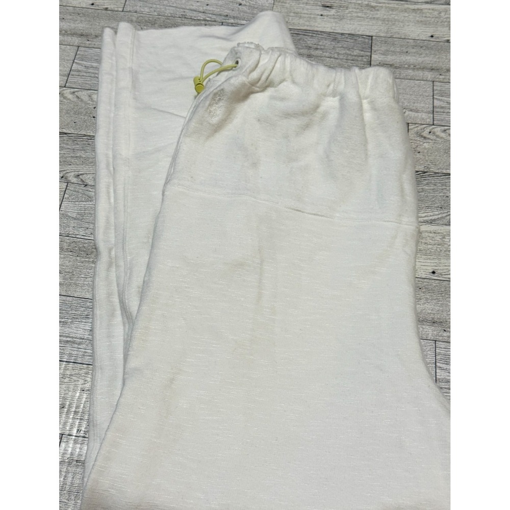 Free People Beach Wide Leg Lounge Sweat pants White Yellow Neon Toggle Waist XS